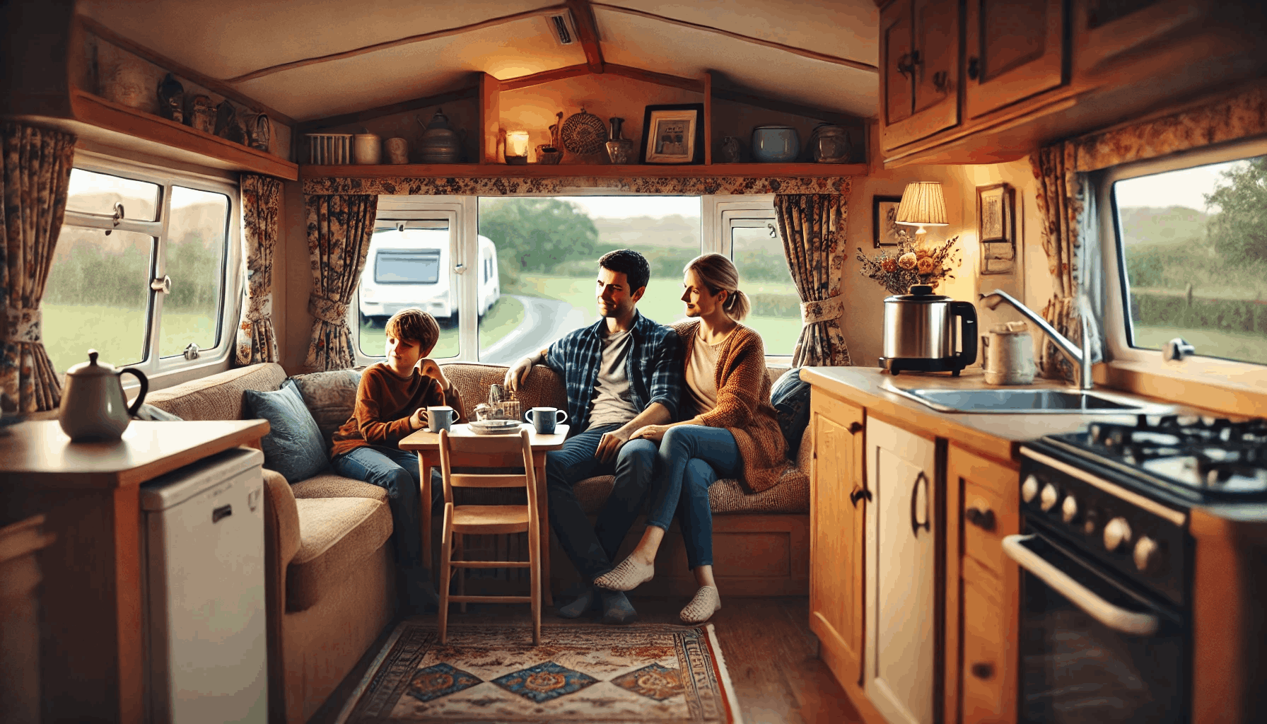 Picture of the lounge inside a static caravan